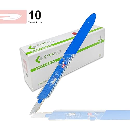 Vista 8 de Cynamed Bisturí desechable prémium con hoja retráctil y básculas de medición para manualidades, dermatología, podología, laboratorio, quirúrgico