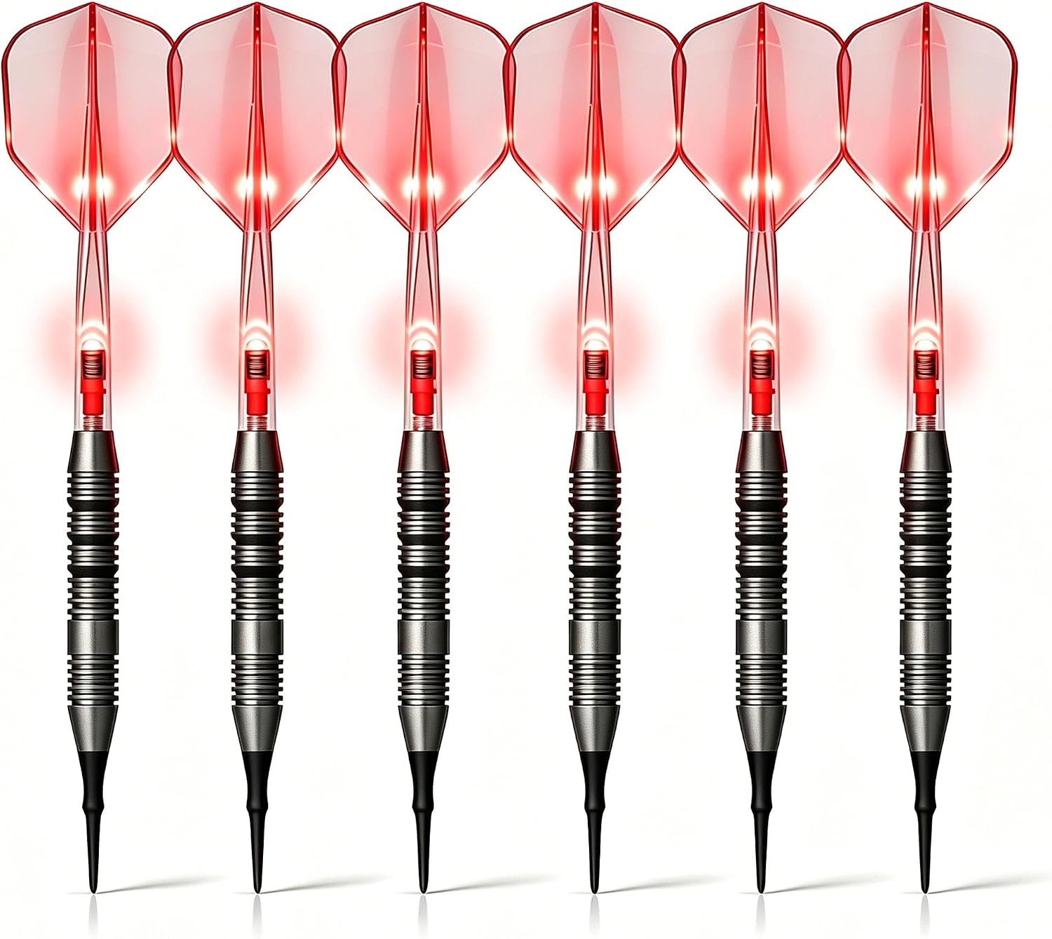 6Pcs Lighted Darts Plastic Tip Set - Professional LED Soft Tip Darts for Electronic Dartboard 21 Grams with 6 Extra Tips Gift Darts