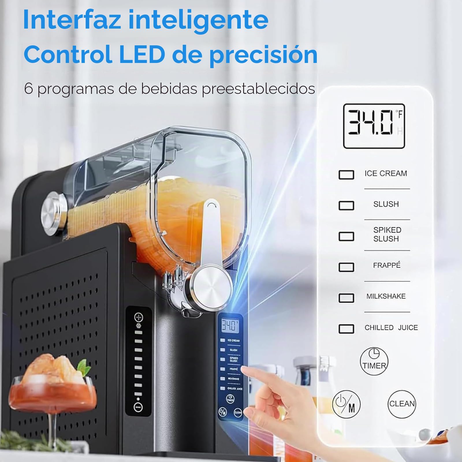Máquina Para Granizados Y Hielo Raspado De 1,6 L, Máquina Para Hacer Helados Con 6 Programas Preestablecidos, Autolimpieza Con Un Solo Toque Para Batidos, Batidos Y Margaritas