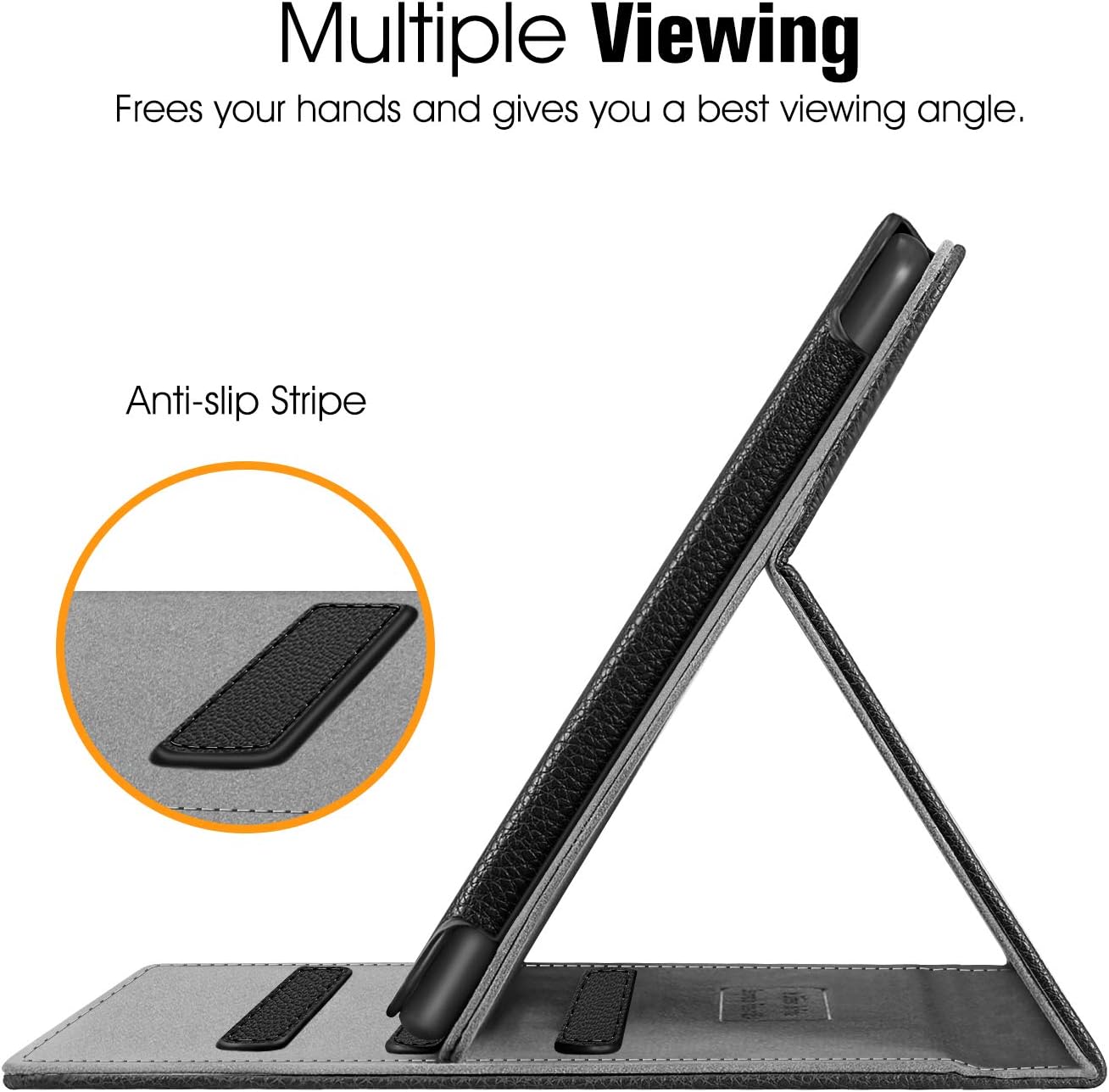 Fintie Case for Amazon Fire HD 10 Tablet (Compatible with 7th and 9th Generations, 2017 and 2019 Releases) - [Multi-Angle Viewing] Folio Stand Cover with Pocket Auto Wake/Sleep, Black