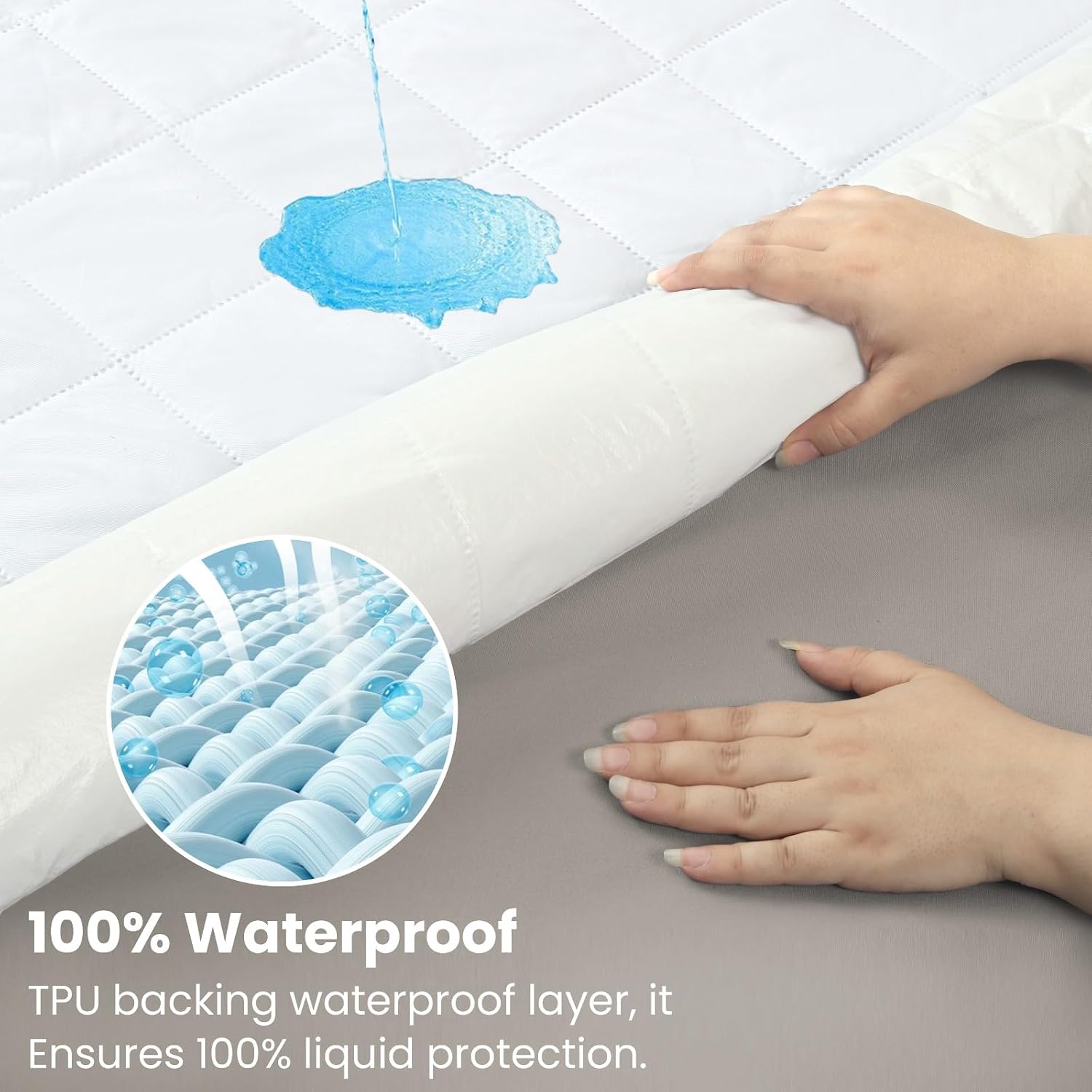 Queen Waterproof Bed Pad with Corner Straps for Mattress up to 16in – Quilted Queen Mattress Pad for Incontinence, Bed Wetting & Night Sweats | TPU Washable Reusable Bed Protector Pad