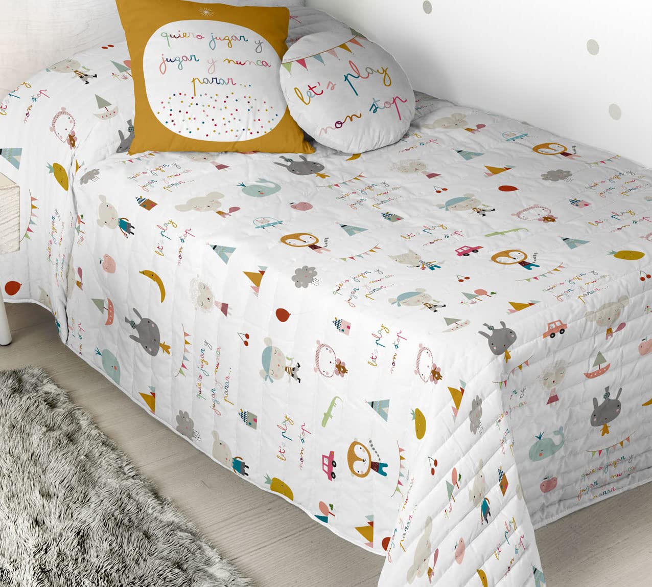 HACIENDO EL INDIO Colcha Bouti Reversible Jugar Cama 90