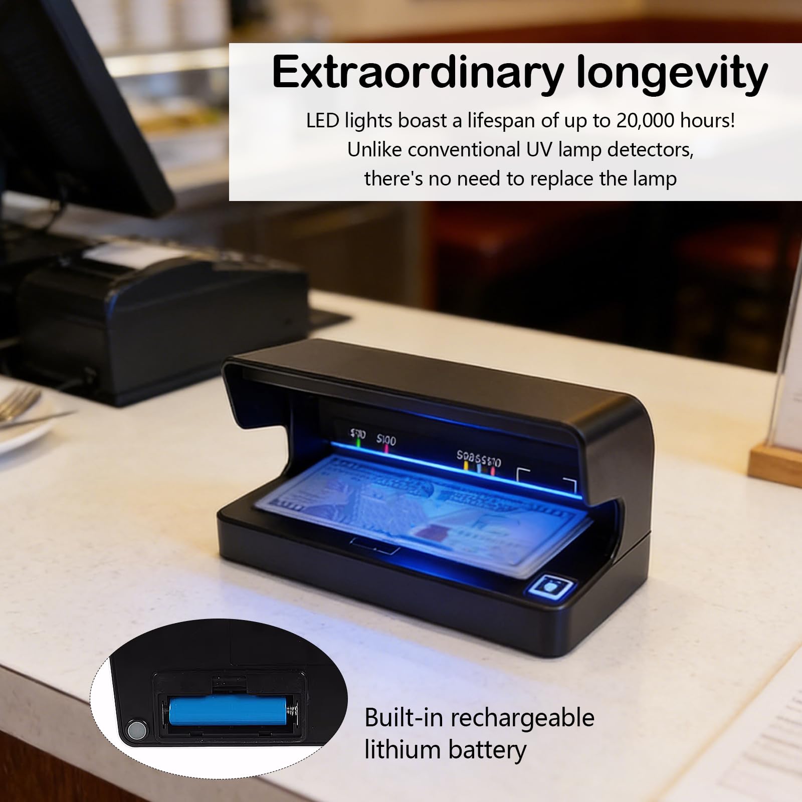 Detector de Billetes Falsos Luz UV 6W Portátil para Todo Tipo de Divisas