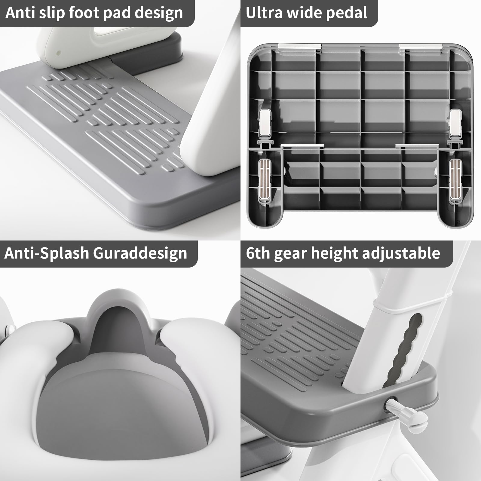 Asiento de inodoro de entrenamiento para ir al baño con escalera para niños y niñas, inodoro de entrenamiento 2 en 1, protector contra salpicaduras, taburete antideslizante (gris-blanco)