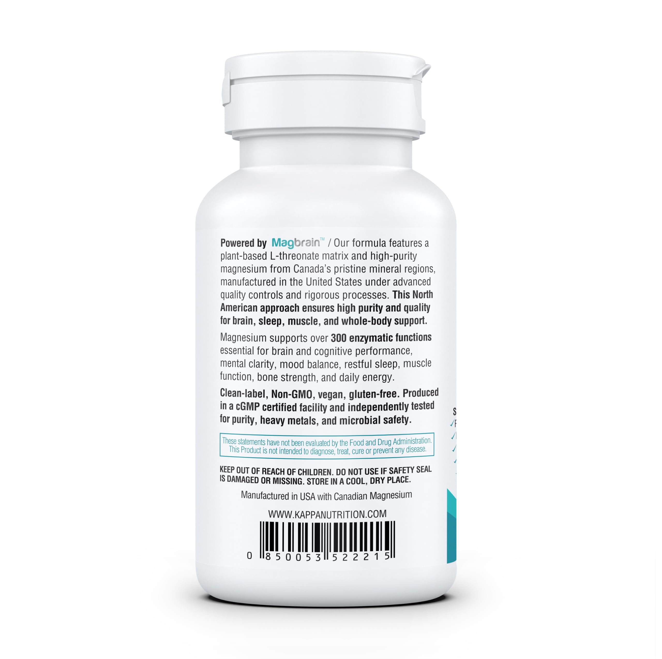 Magnesium L-Threonate Plant-Based 3 in 1 Powered by Magbrain® Magnesium L-Threonate Plant-Based | Magnesium Bisglycinate & Magnesium Malate | Up to 420 mg Elemental Magnesium | 150 Vegan Capsules. — Amazon image 13
