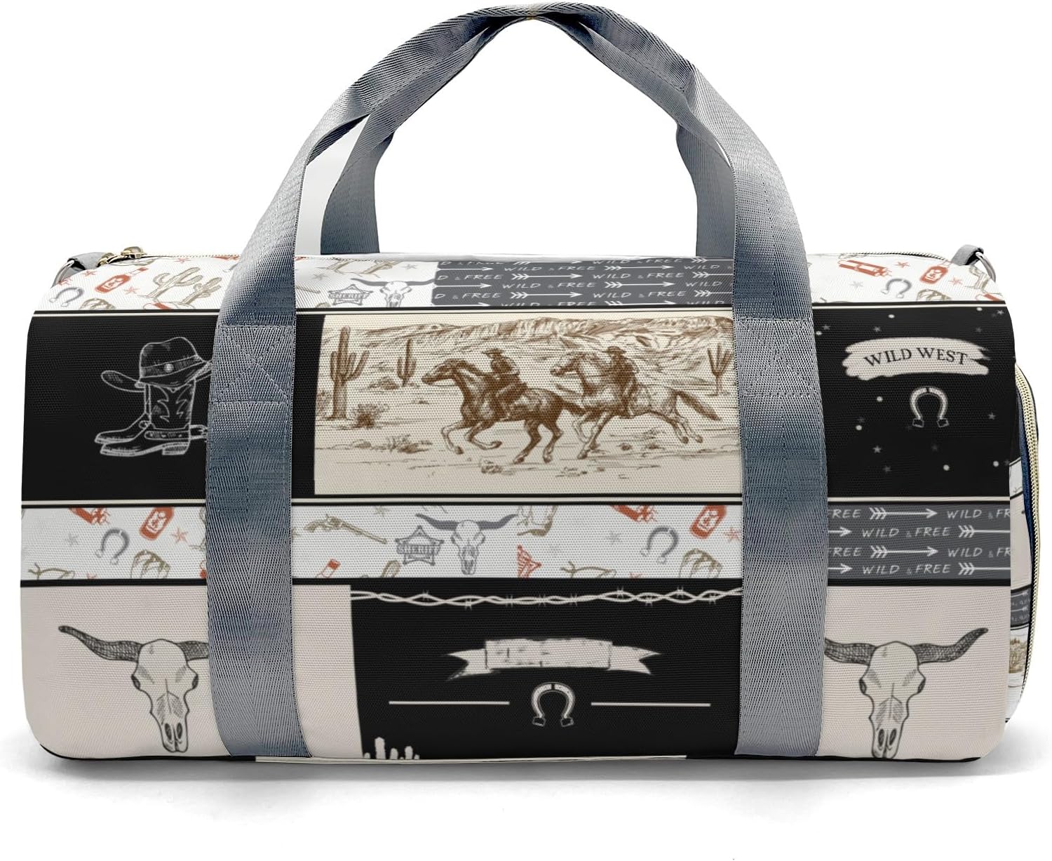 Custom Name Gym Sport Western Cool Cowboy Duffel Bag Travel Bag,Player Sport Gym Bag Personalized Gift for Women Men Travel Carry on Bag