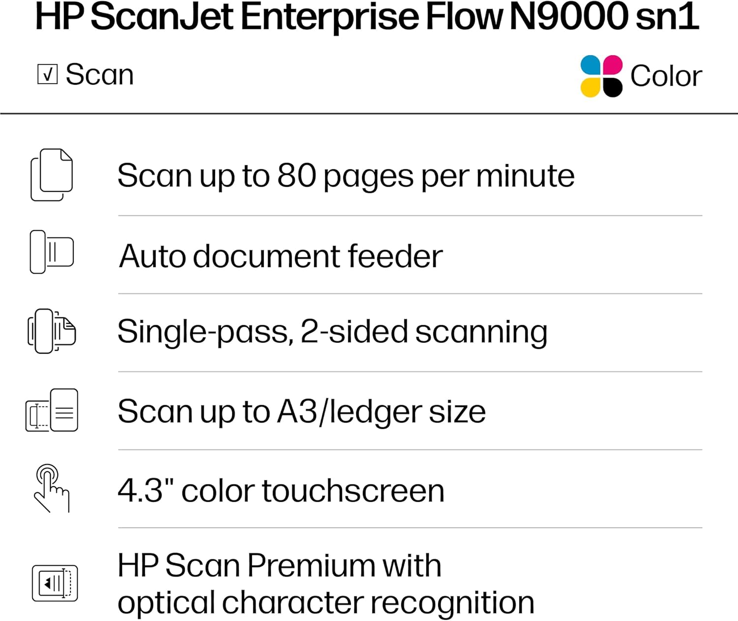 HP ScanJet Enterprise Flow N9000 sn1, Fast 2-Sided Scanner with auto Document Feeder, Best for Office (8Q4W1A)