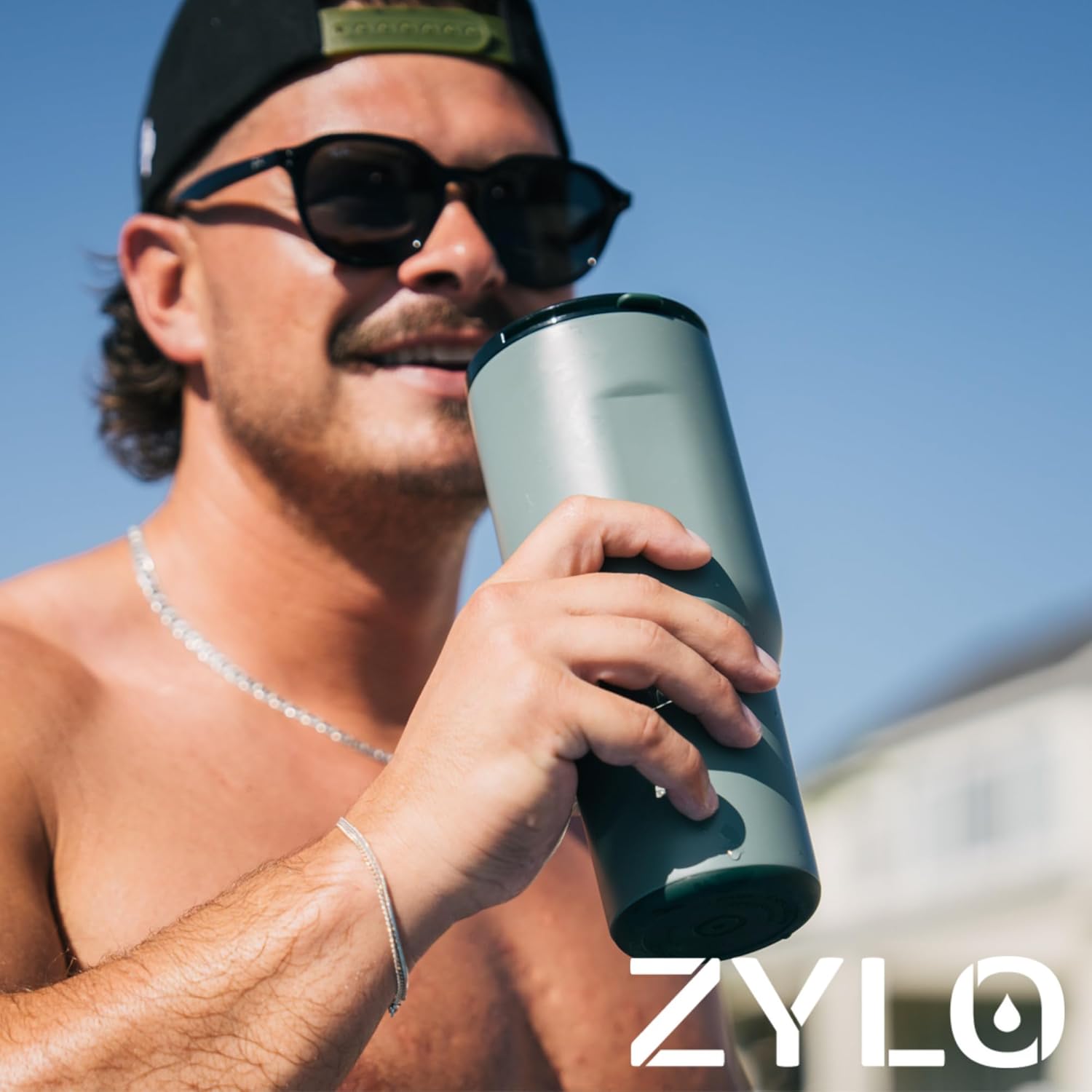 Zylo 24oz Stainless Steel Tumbler Water Bottle - Spill-Proof Screw-On Lid, Insulated, Straw Compatible, BPA-Free - 12hr Hot/24hr Cold, Fits Cup Holders - Jet Black