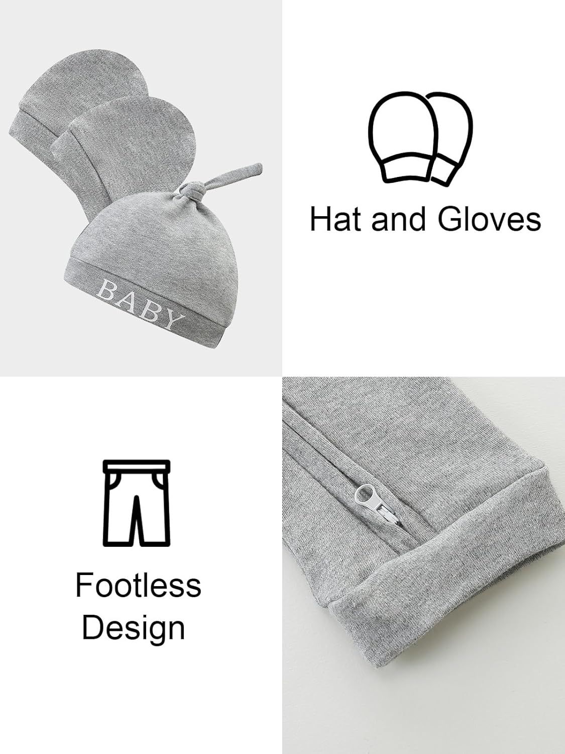 Newborn Baby Boys Outfit 3Pcs Baby Boy Clothing Letter Print Cotton Romper with Gloves and Hat - Image 5