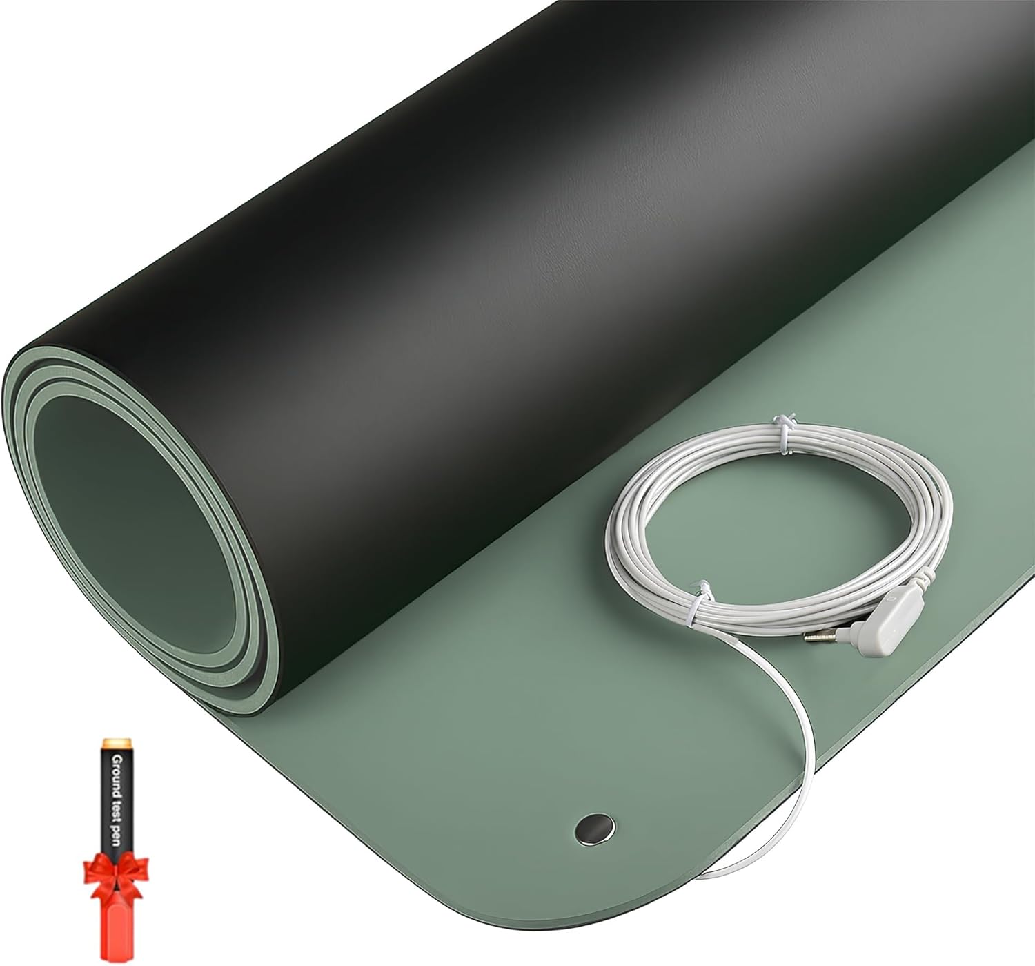 Grounding Mat for Feet, Green Foam Grounding Mat with Grounding Cord and Test Pen, Grounding Sheets for Better Sleep (16''X27'')