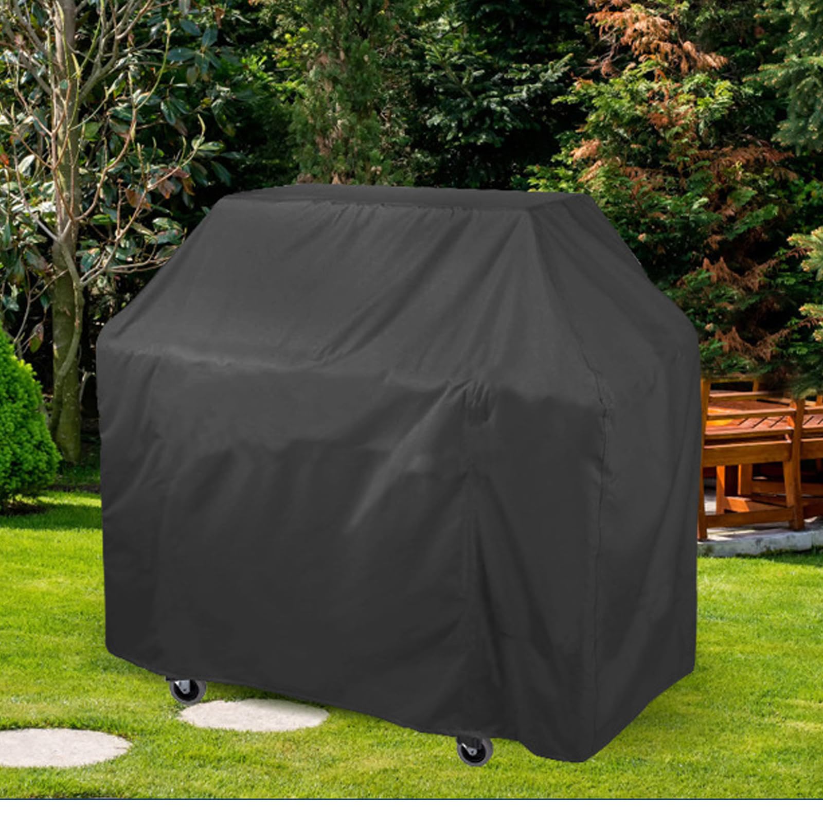 Wetterfeste Grillabdeckung, wasserdicht, für drinnen und draußen, mit Dstring, staubdichter Gasgrill-Unterstand für Garten, passend für 190 x 71 x 117 cm, Schwarz