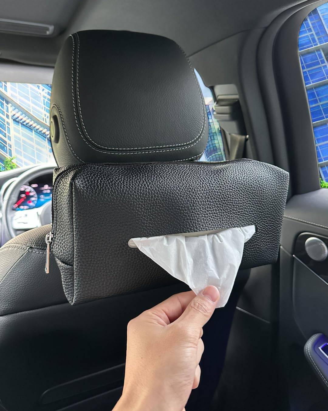 ティッシュケース ティッシュボックス カー用品 黒 ブラック インテリア Amazon.co.jp: 【2way仕様】箱ごと入る 車 ティッシュホルダー