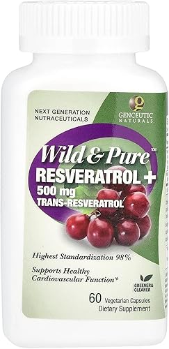 Miniatura 3 de Genceutic Naturals Wild & Pure Resveratrol Cápsulas vegetarianas, 60 unidades  Promueve la salud del corazón  Anti envejecimiento  Bienestar general