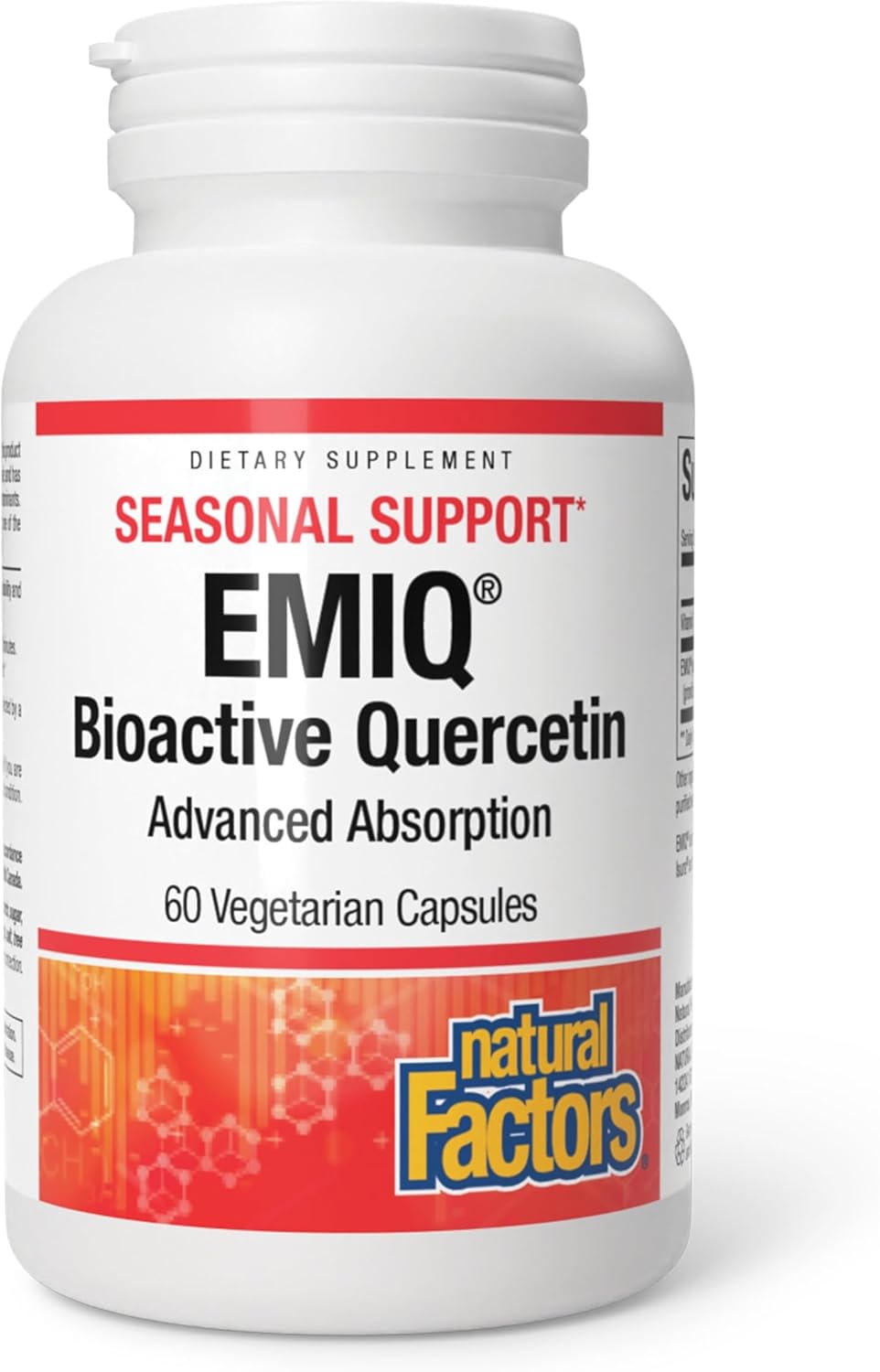 Natural Factors Bioactive Quercetin EMIQ - Immunity Support Supplement with Vitamin C - Quercetin for Upper Respiratory & Heart Health - 60 Vegetarian Capsules (60 Servings)