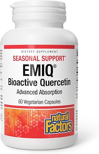 Natural Factors Bioactive Quercetin EMIQ - Suplemento de apoyo inmunitario con vitamina C - Quercetina para la salud respiratoria superior y del