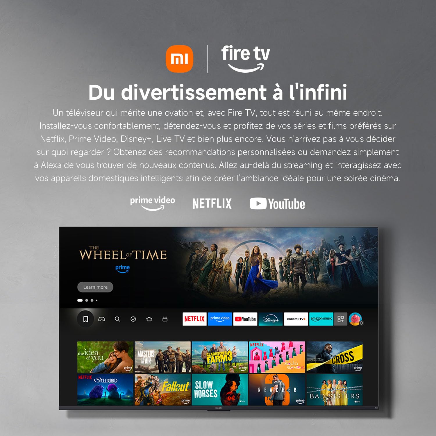 XIAOMI TV F 43, 109 cm (43 Pouces), 4K UHD, Smart TV, Fire OS8, Contrôle Vocal Alexa, HDR10, MEMC, 2Go+32Go, Compatible avec Apple AirPlay