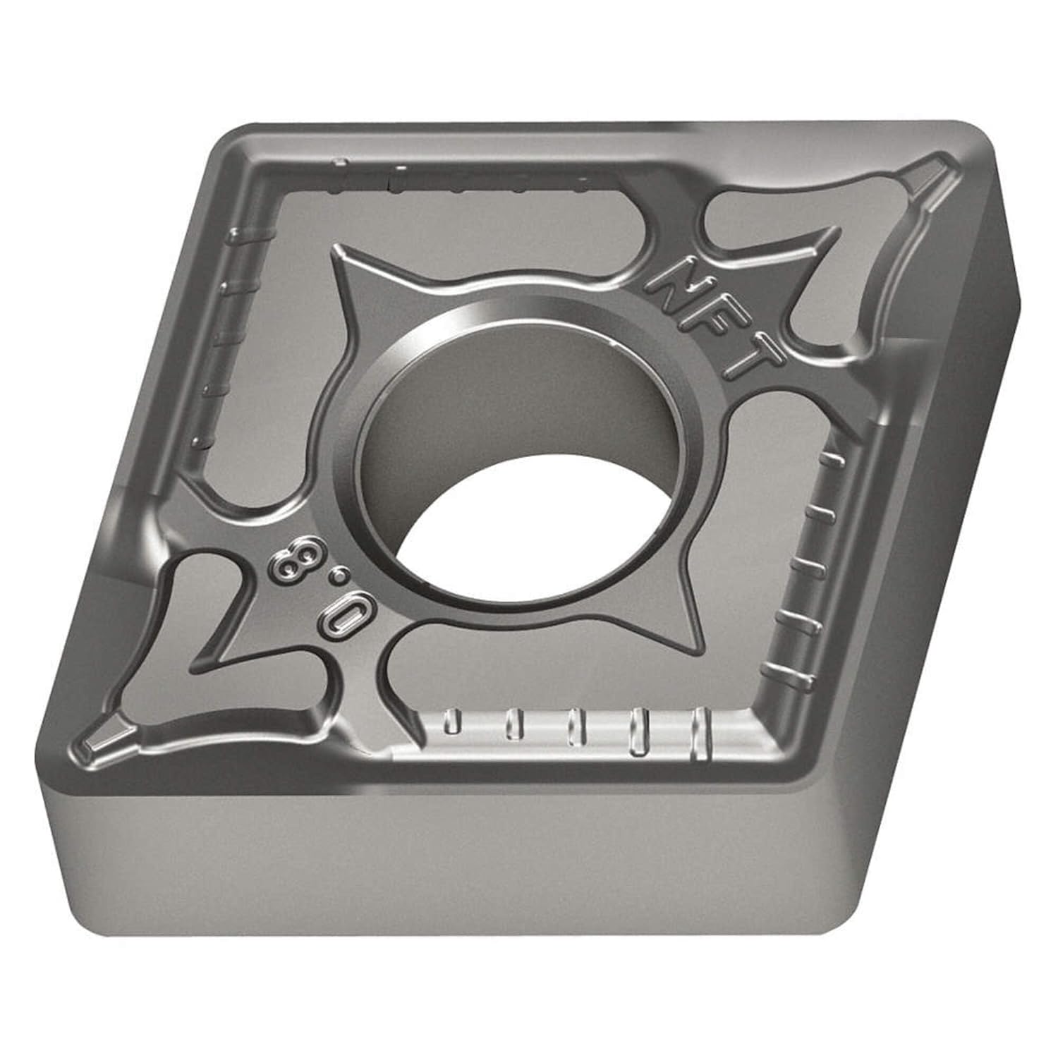 CNMG120408-NFT WS10 Carbide Tiger-Tec Negative Indexable Turning Insert, 1/32" Corner Radius, 1/2" IC, 3/16" Thick, 0.020" - 0.079" Depth of Cut (Pack of 10)