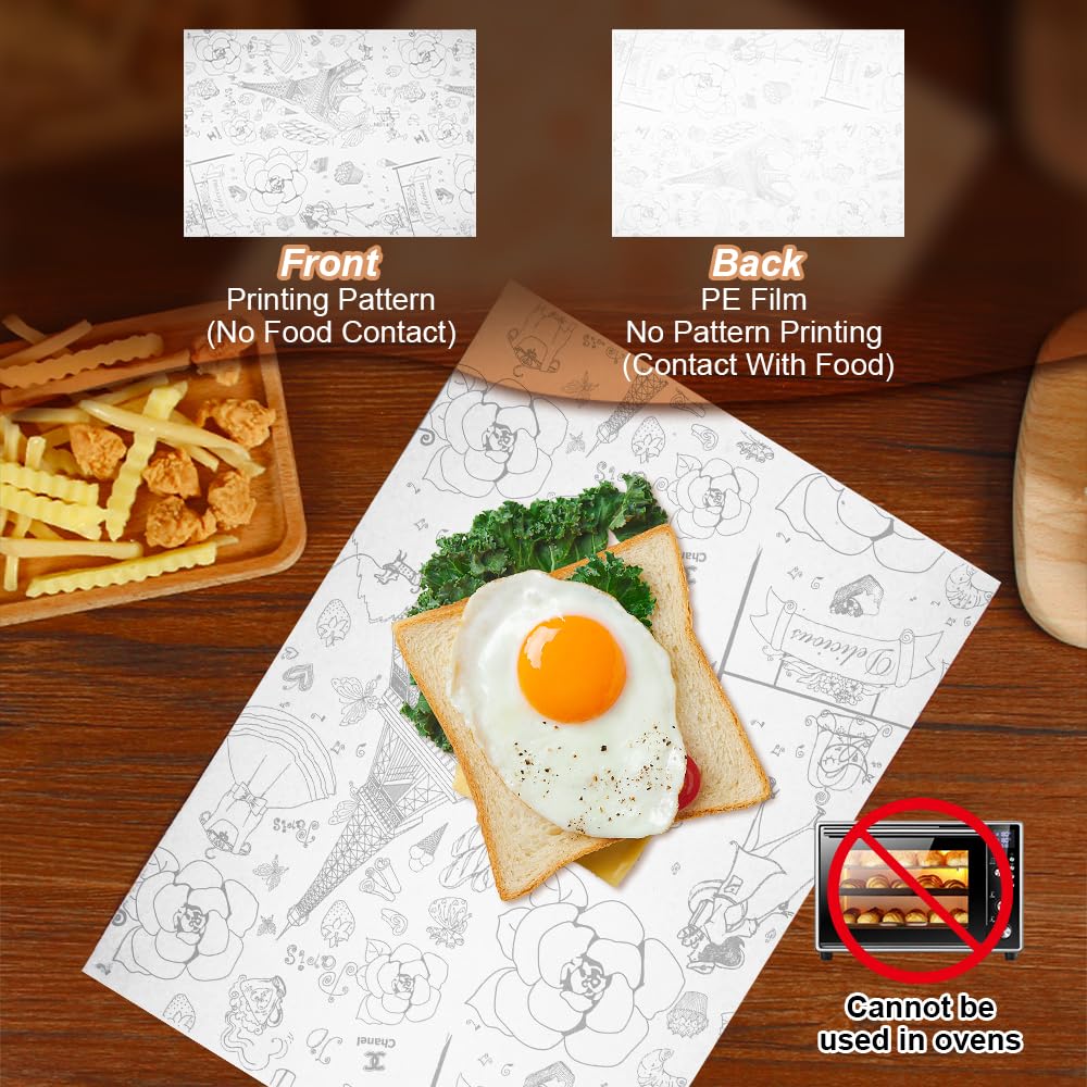 100 Fogli Carta Alimentare 28x38 Cm - Carta Oleata Per Panini, Fritti E Fast Food, Decorativa E Resistente - Foto 8