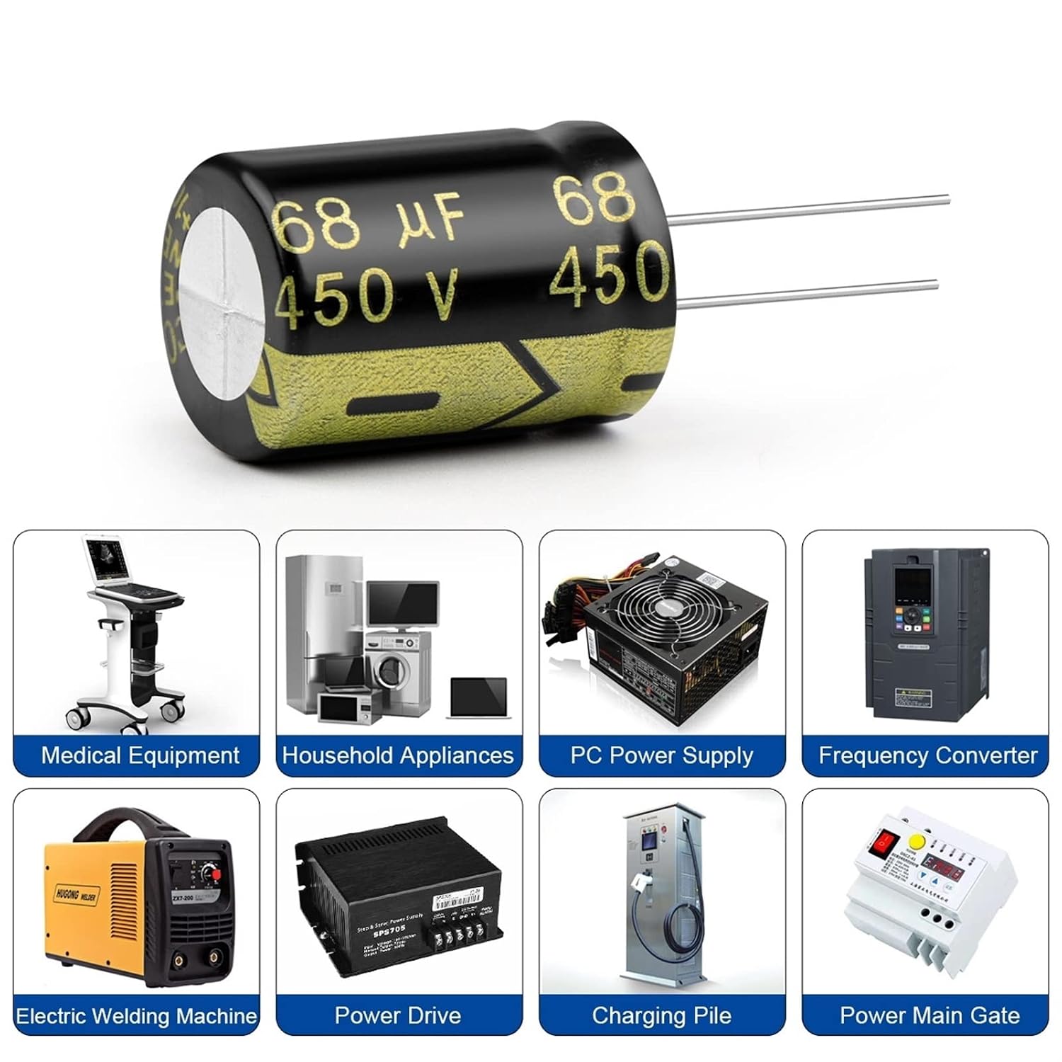 10Pcs Aluminum Electrolytic Capacitor 450V68UF 16x25mm High Frequency Low ESR Low Resistance Capacitors