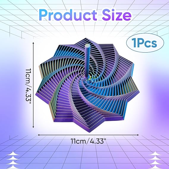 3d Printed Fidget Toy with Handle – Spiral Honeycomb Hexagon Toy – Vertical Silky Spinner for Anxiety Management – Colorful 11 Cm Foldable Fidget for Adults