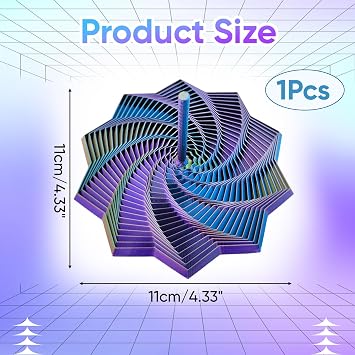3d Printed Fidget Toy with Handle – Spiral Honeycomb Hexagon Toy – Vertical Silky Spinner for Anxiety Management – Colorful 11 Cm Foldable Fidget for Adults