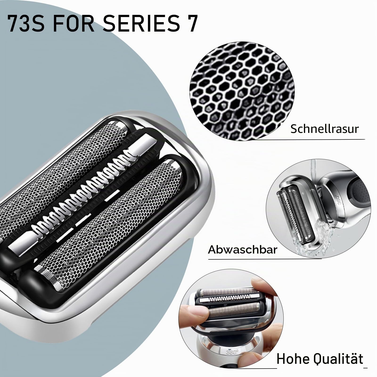 Elektrischer Rasierkopf für Braun Series 7 Scherkopf,73S Kompatibel Mit Braun S7 Scherkopf,Männer Elektrorasierkopf Ersatzteil Geeignet,für Serie 7 7020 7027 7071 7075(73S)
