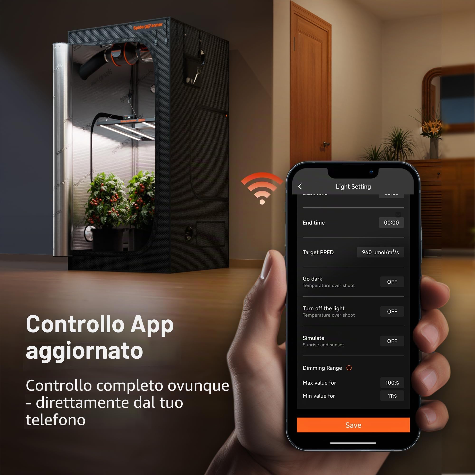 SPIDER FARMER SE3000 Lampade da Coltivazione 90X90CM Full Spectrum Lampade per Piante con 896Pcs Diodi Samsung LM301B, Dimmerabili, Daisy Chain, per Piante da Interno Fiore