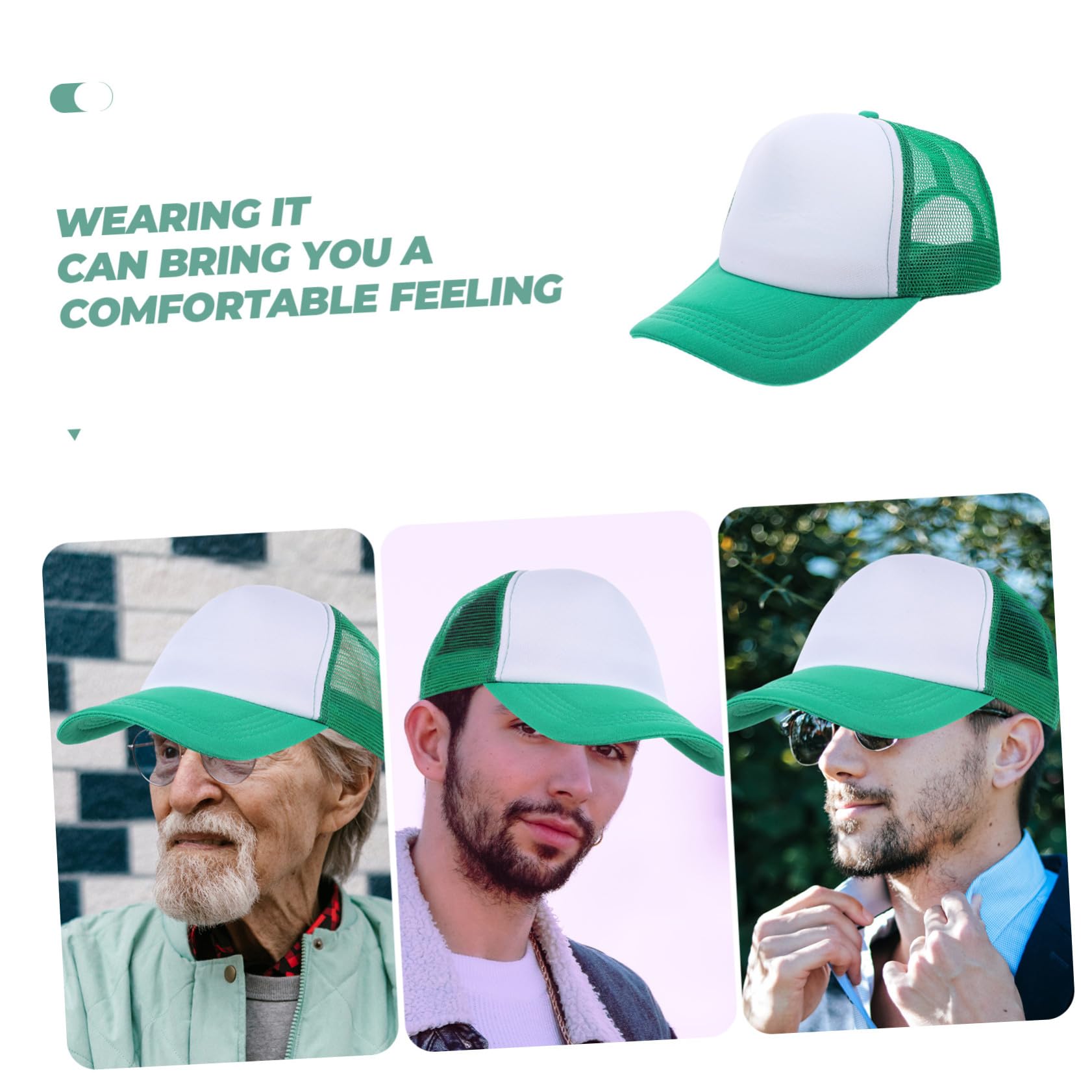 Gorra de Béisbol 10 Piezas Verde de Malla en Blanco
