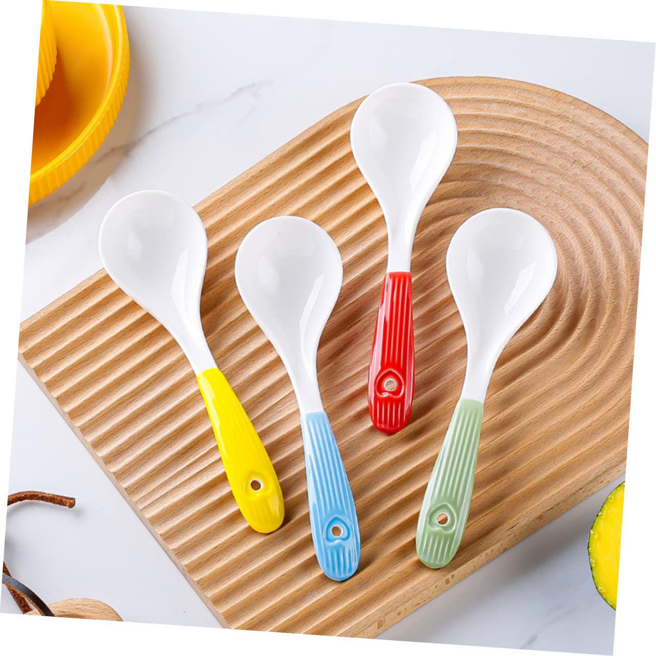 6 Cucharas Soperas de Cerámica Reutilizables, Mango Cómodo, Uso Múltiple, para Restaurantes y Catering, Vajilla de Cocina