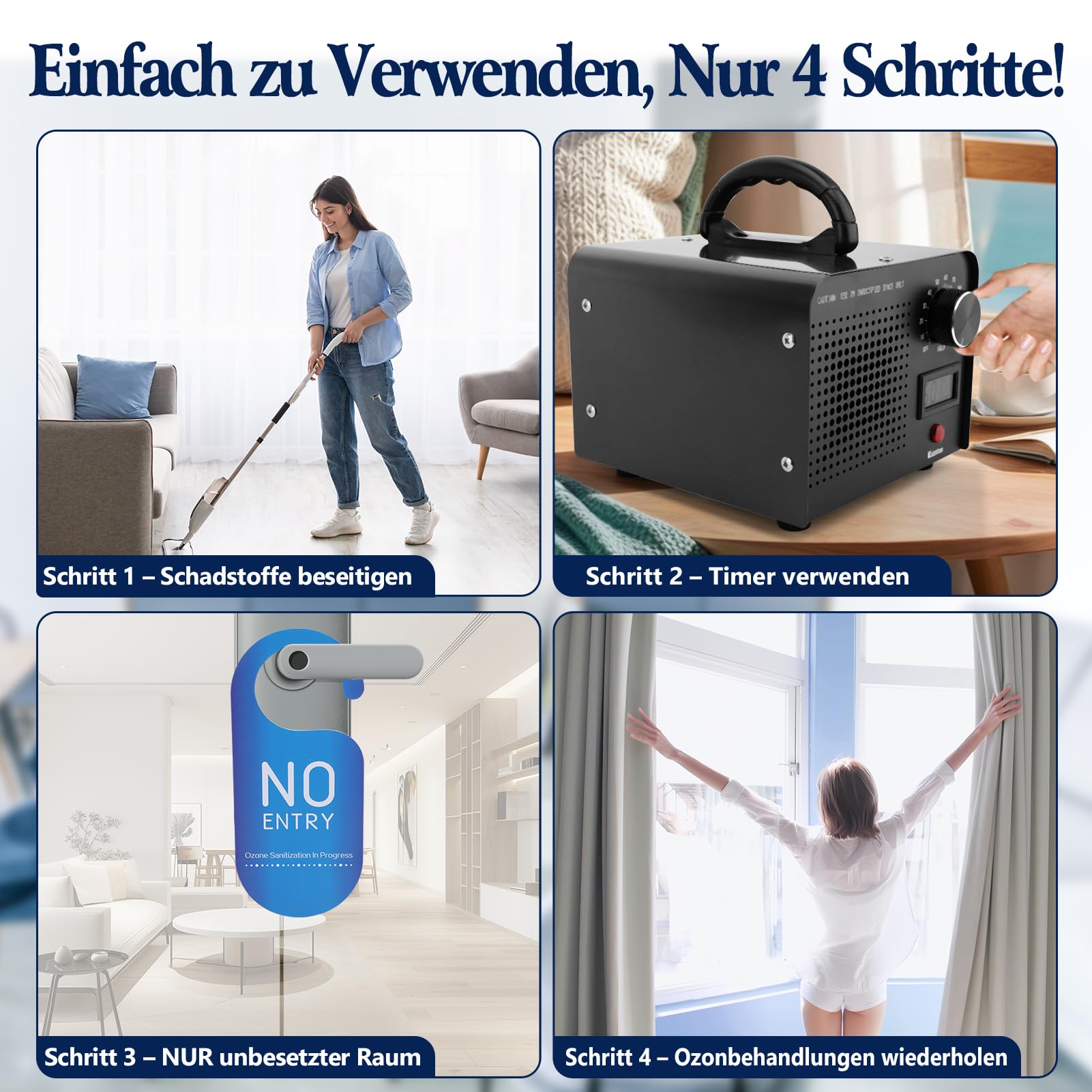 40000mg/h Ozongenerator, O3 Industrielle Ozongerät mit 120 Min Timer für Autos, Wohnungen, Rauch, Haustiergerüche und Beseitigung von Küchengerüchen(Schwarz)