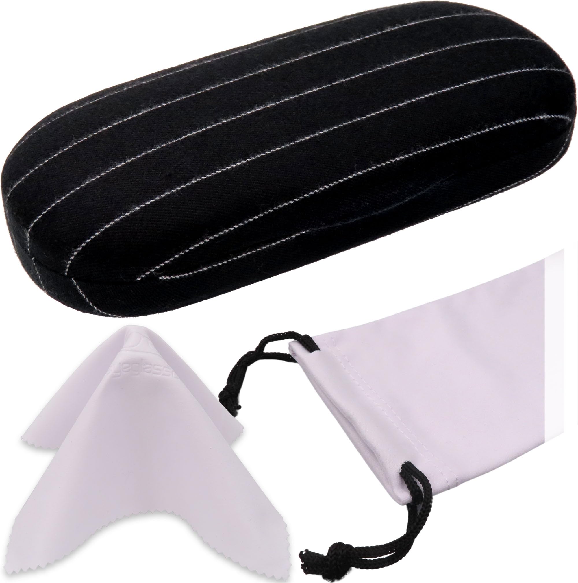 MyEyeglassCase Men's Medium Glasses Case - Classic Eyeglasses Hard Shell Holder, Elegant Easy Open Lip with Pouch and Cloth