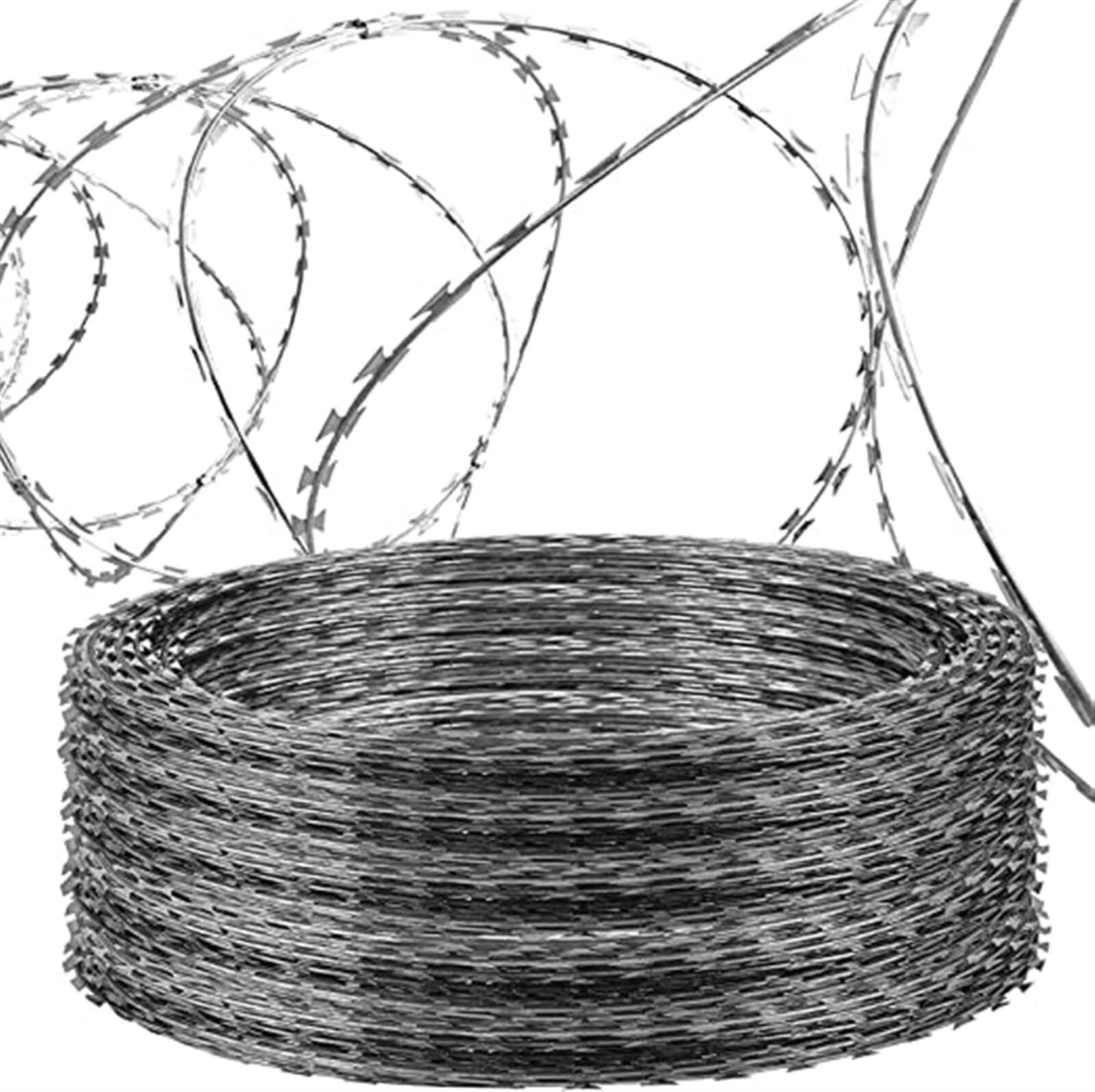 Alambre de púas de Acero galvanizado de 20 m (100 pies), Alambre Concertina de Alta Resistencia para cercas de Seguridad en Granjas, Jardines y protección perimetral.