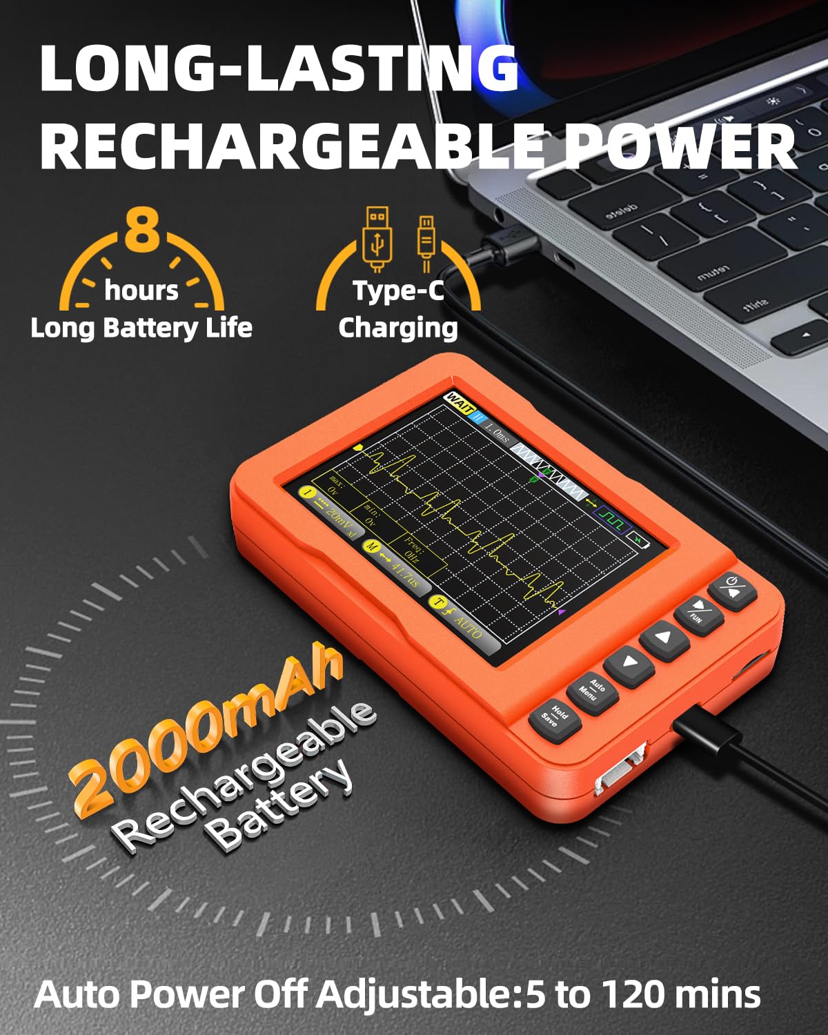 Osciloscopio Portátil 3 en 1, 15MHz 60MS/s Osciloscopio Digital Multímetro con Generador de Señales DDS, Medición de Voltaje AC/DC, Capacitores, Resistencias, Prueba de Diodos para Automoción