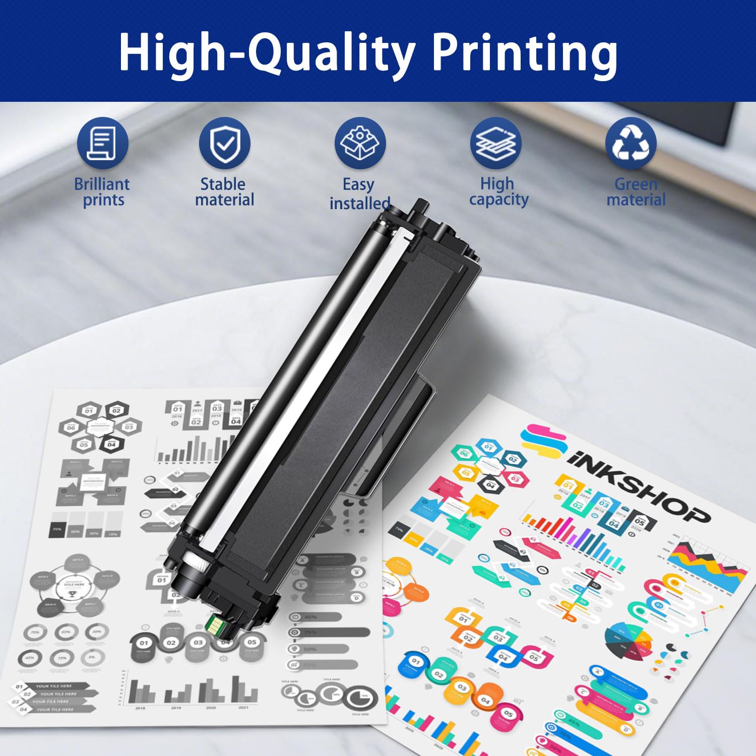 5-Pack Brother TN221 TN225 Compatible Toner Cartridges - Replacement For HL-3140CW Printers