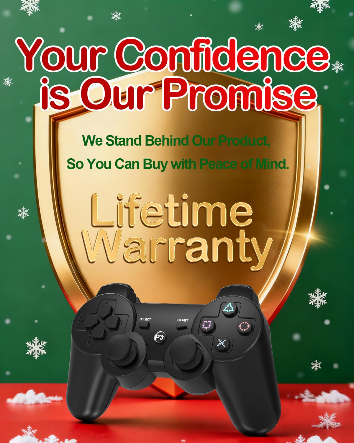 Replacement for PS3 Controller,2 Pack Wireless Controllers for PlayStation 3,Slim,Pro,Dual Shock Remote Control with 6-Axis Motion,Bluetooth Gamepad with 500mAh Battery,Cheap Ideal Gift,Black White - Image 6