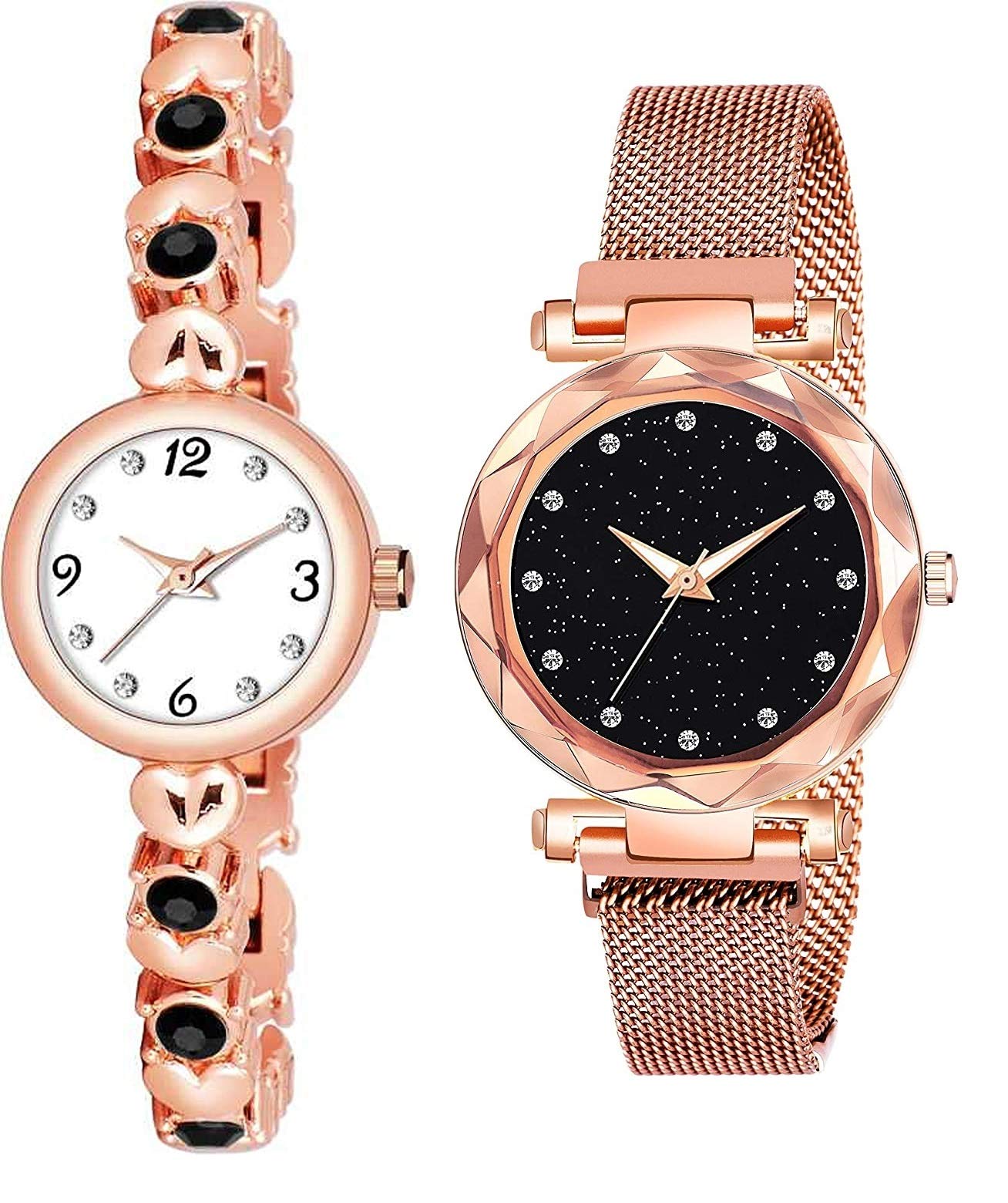 BID White Dial Colour Diamond Studded Chain Magnet Watch Combo for Girls & Womens Watch (Pack of 2) (B08T7PHJN9) Amazon Price History, Amazon Price Tracker