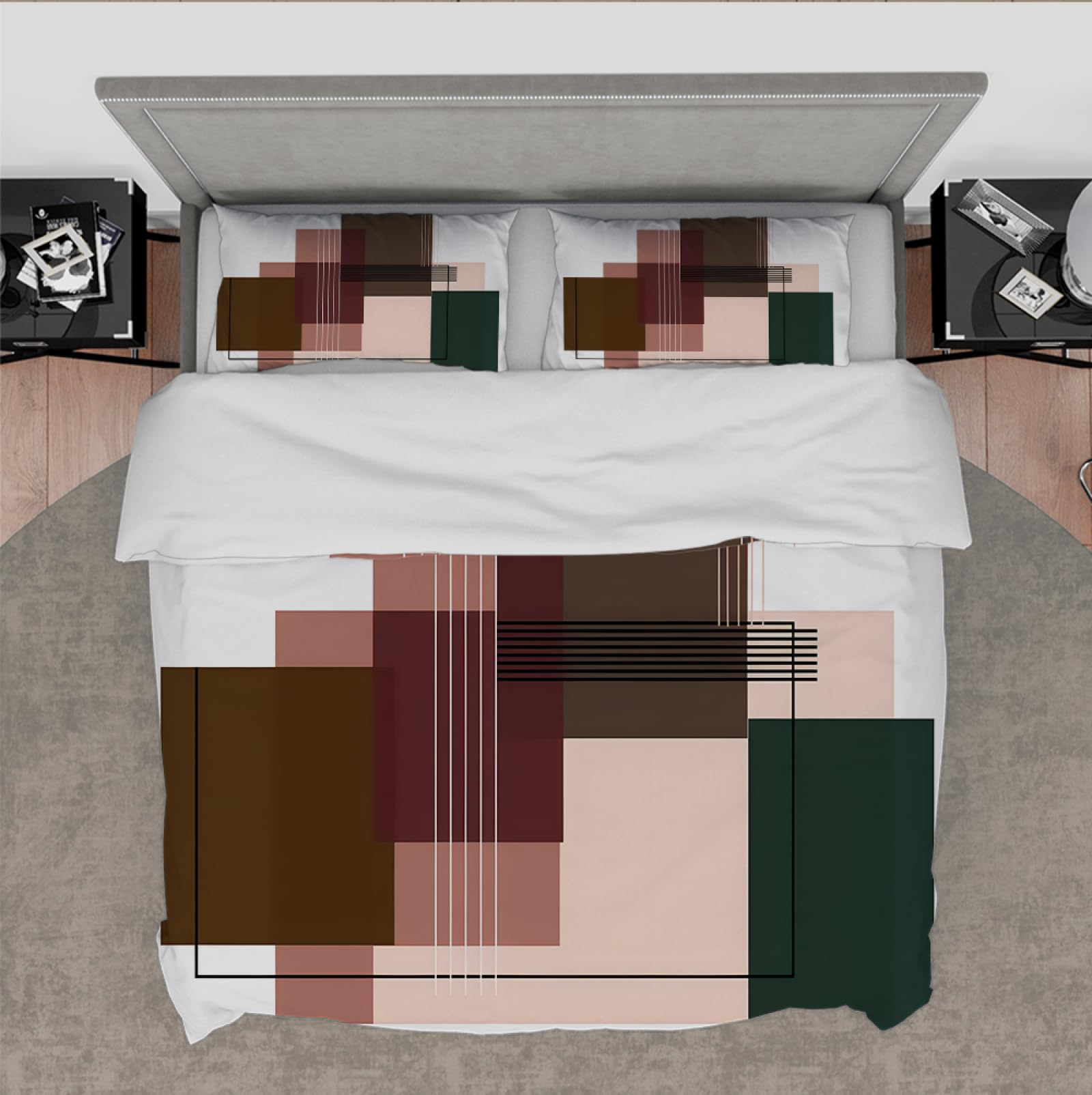 Nowoczesna poszwa na kołdrę z abstrakcyjną mozaiką geometryczny wzór zestaw pościeli z mikrofibry 3 sztuki na wszystkie pory roku 155x200cm