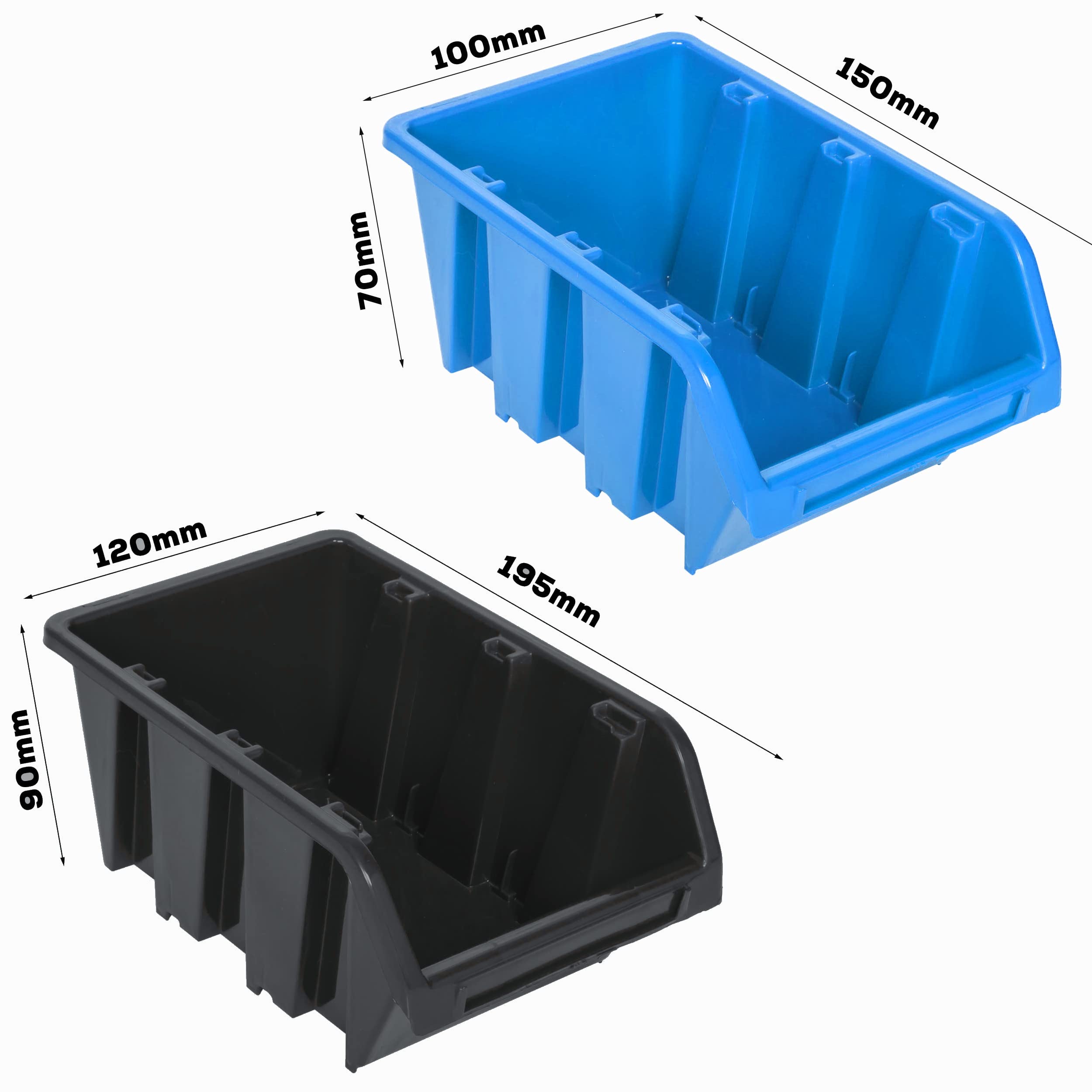Sistema de Almacenamiento de Pared, 576 x 390 mm, 22 Unidades, Cajas apilables, estantería de Almacenamiento Visual Placas de Pared extrafuertes estantería Ampliable de Taller estantería de Montaje