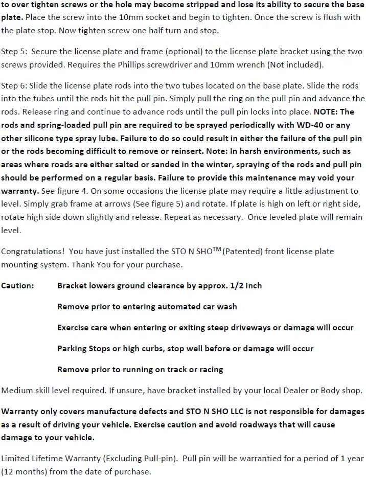 STO N SHO Front License Plate Bracket Compatible with 2024 Lexus TX 350 (SNS392)