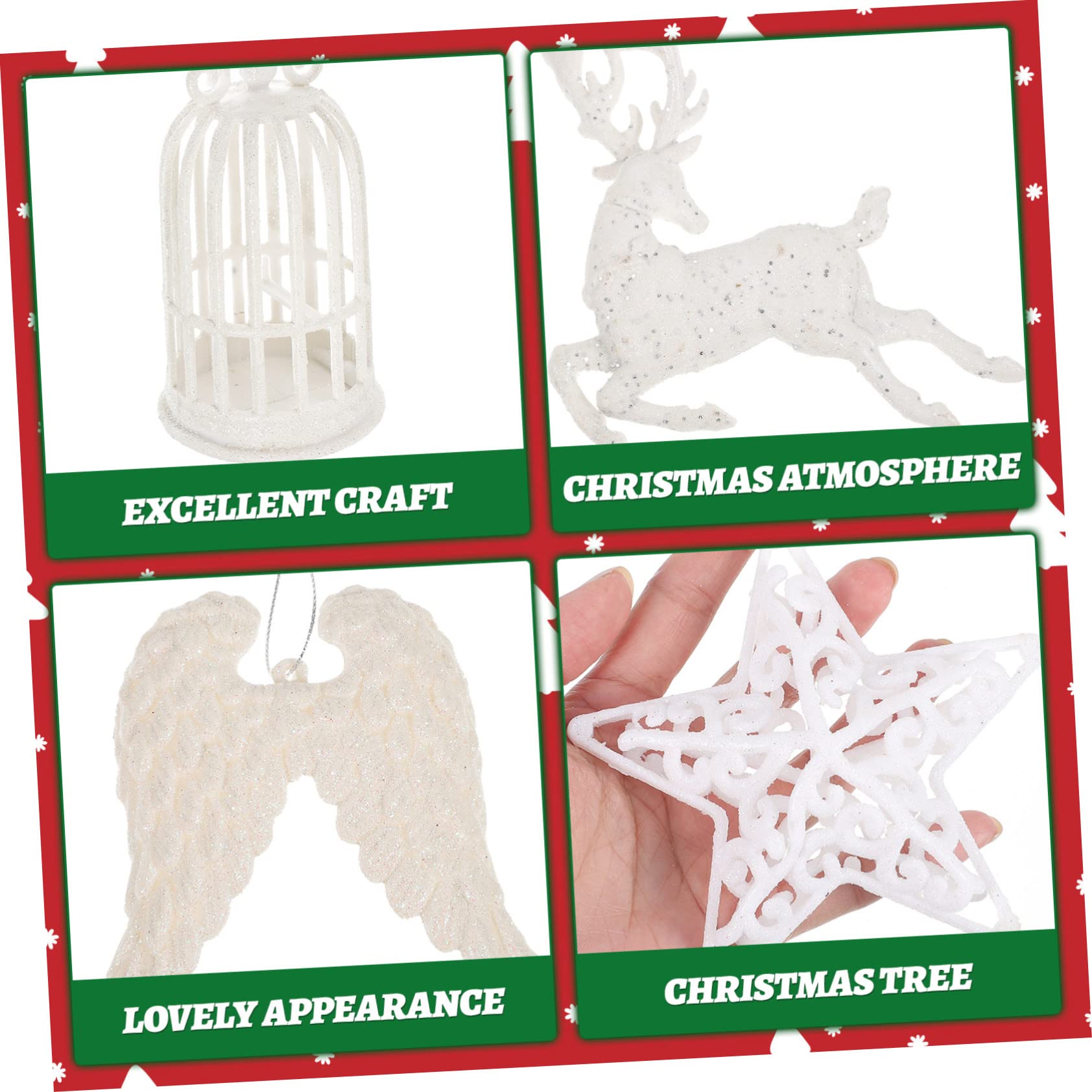 ULTECHNOVO 3 Set Ornamenti Per L'albero Di Natale Decorazioni Sospese in Decorazione Dell'ornamento Animale Ornamenti Di Animali Schiuma Bianca 4 Pezzi * 3