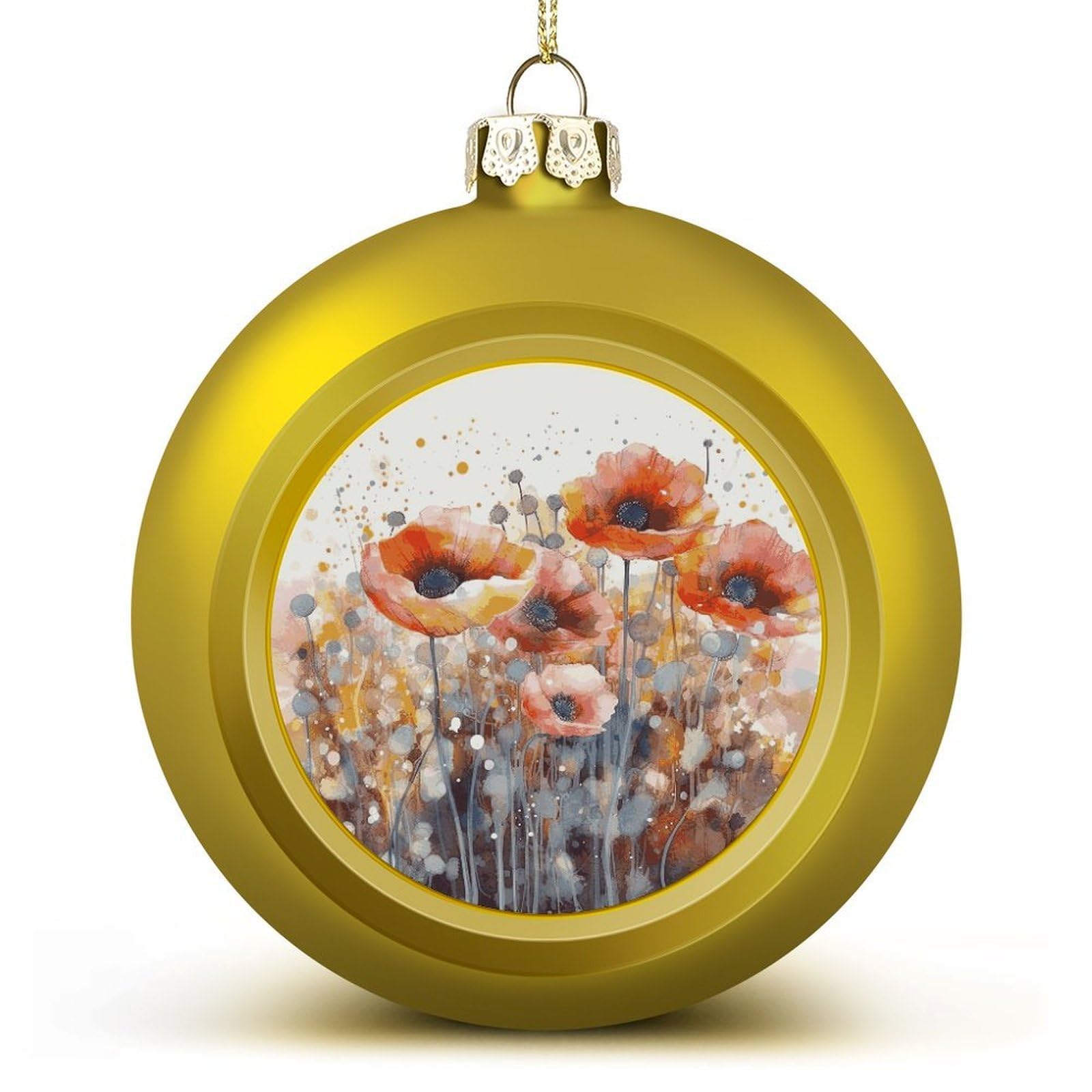 Boules de Noël fleurs de coquelicot rouge aquarelle pour décoration de sapin festive