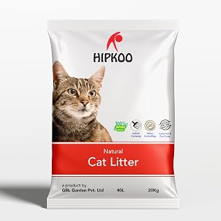 Hipkoo Bentonite Clumping Cat Litter 20kg Bulk Pack | Quick Clumping Dust Free Odor Control | Long Lasting | Unscented Fragrance Free | Natural Clay Litter Box Sand for Indoor Cats & All Breeds