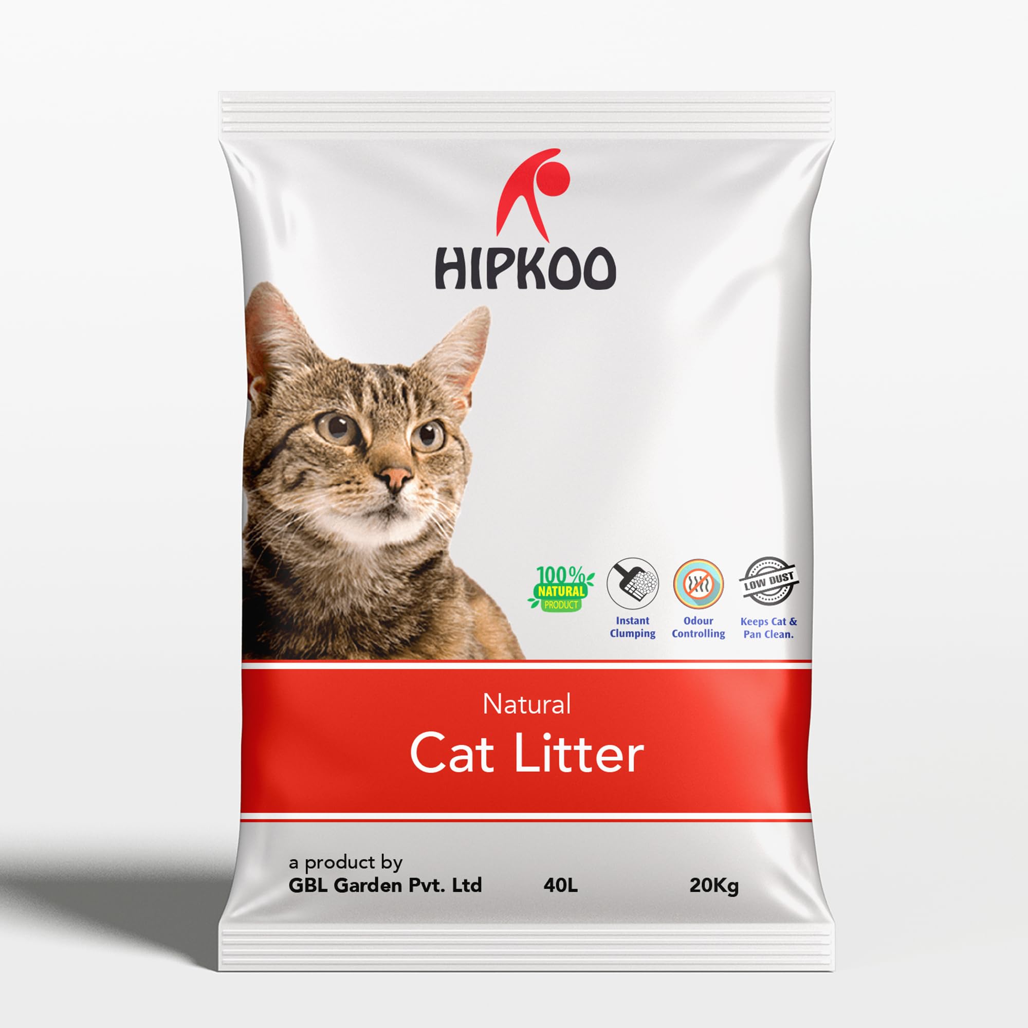 Hipkoo Exclusive Cat Litter 20Kg 100% Natural Unscented Bentonite Clay Dust Free Single Money Saver Pack Fragrance Free Absorbent Eco-Friendly Sand for All Breeds of Cats-image-0