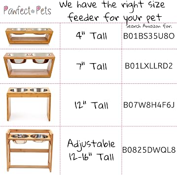 Pawfect Pets 12 Elevated Dog Pet Feeder- Large Raised Dog Bowl Stand- Includes 4 Stainless Steel Bowls (12 Inch)