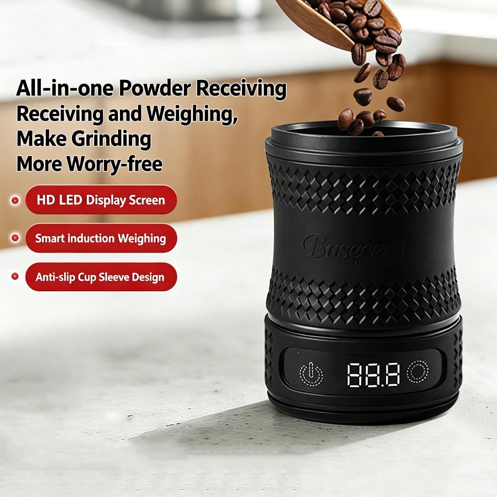 Taza dosificadora de café con báscula, báscula dosificadora digital de granos de expreso, diseño magnético desmontable, pantalla LED para uso doméstico y comercial