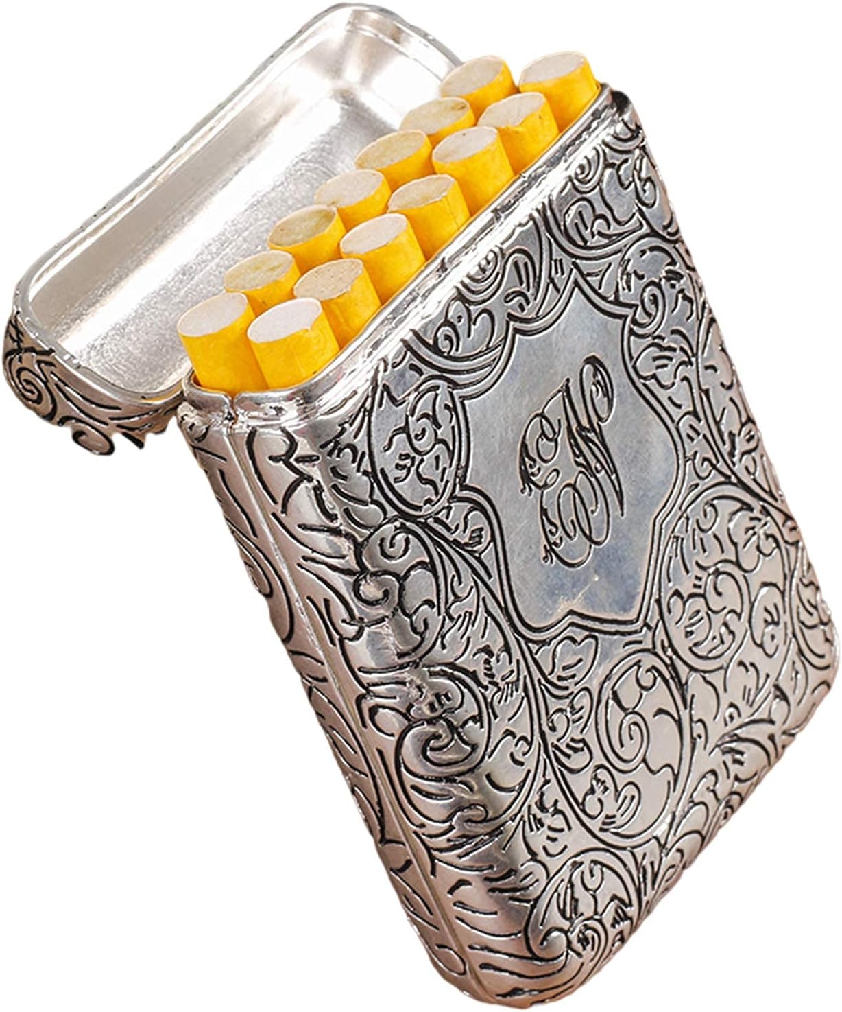JIANGCJ fashion Case Ultra-Thin European Retro Classical Three Open Alloy Peaky Blinders Carved Box for Men Smoking Nice