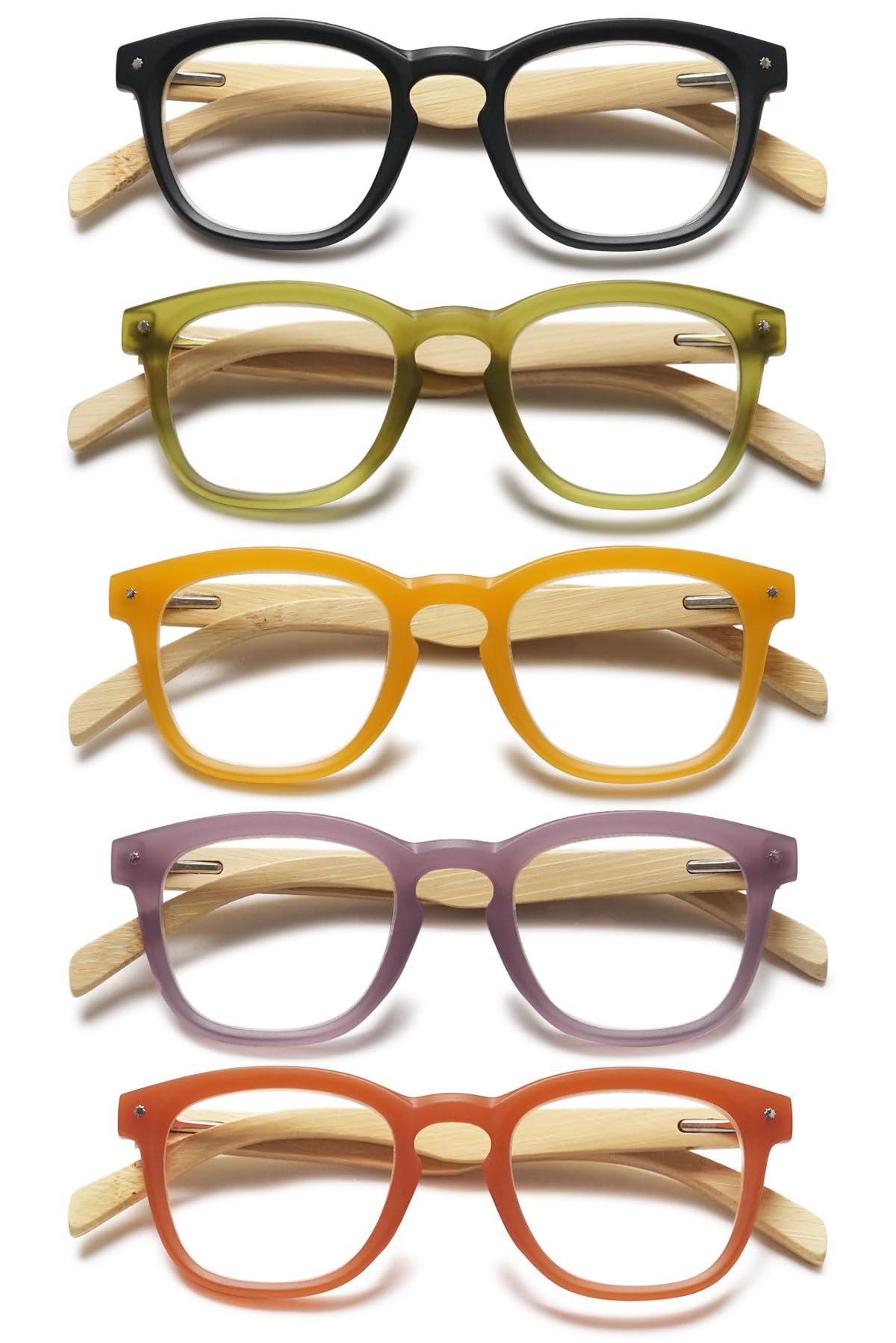KOOSUFA Mode Lesebrille Damen Herren Bambusimitat Bügel Leicht Federscharnier Nerdbrille Lesehilfen Sehhilfe Anti Müdigkeit Brille mit Stärke 0.0 1.0 1.5 2.0 2.5 3.0 3.5 4.0