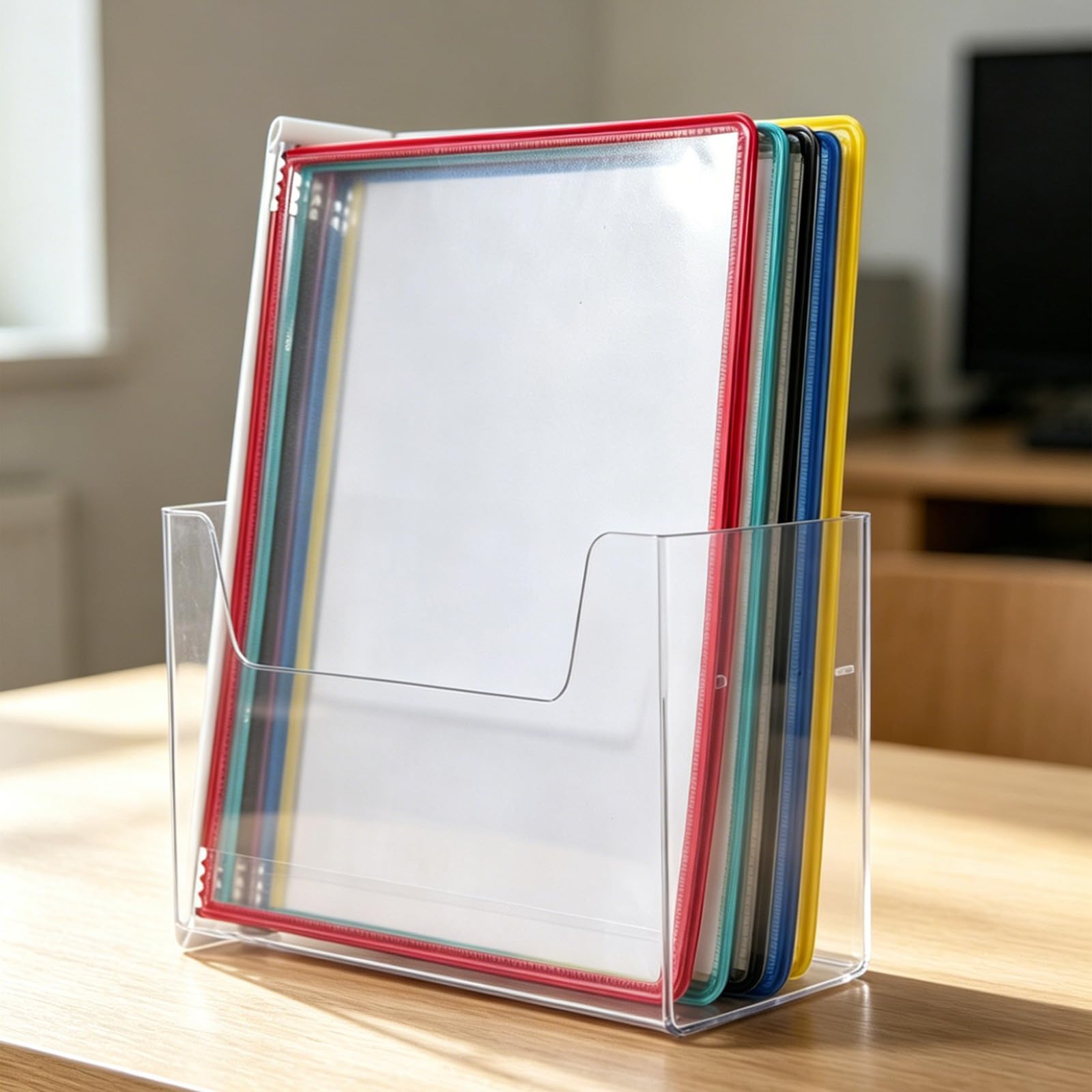 Referenzsystem-Wanddisplay – A4-Papierhalter mit 10 Fächern – Wandhalterung für Flipcharts, geeignet für Büro, Schule und Werkstatt