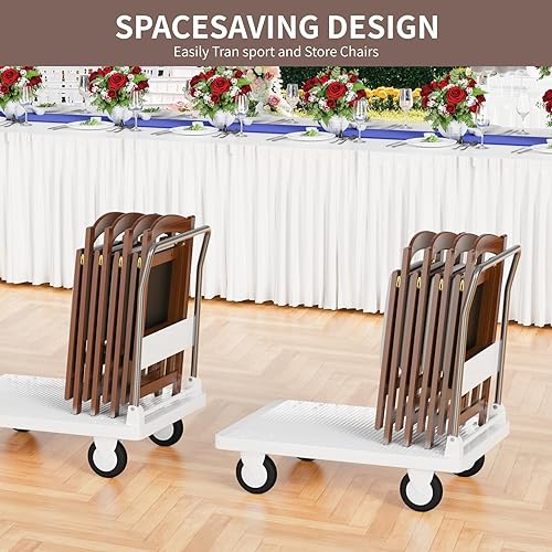 Miniatura 7 de VTV Sillas plegables de madera con cojín acolchado, silla comercial plegable portátil de bambú plegable para eventos en interiores y exteriores,