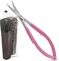 Vista 1 de Tijeras de acción de resorte con hoja curva de 4.5 pulgadas EZ Snip Squeeze con funda para apliques, bordado, tela, hilo, tejer, coser, manualidades